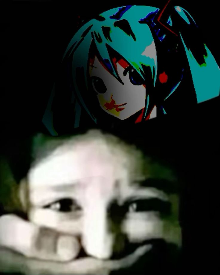 miku holding hand over mouth of scared child